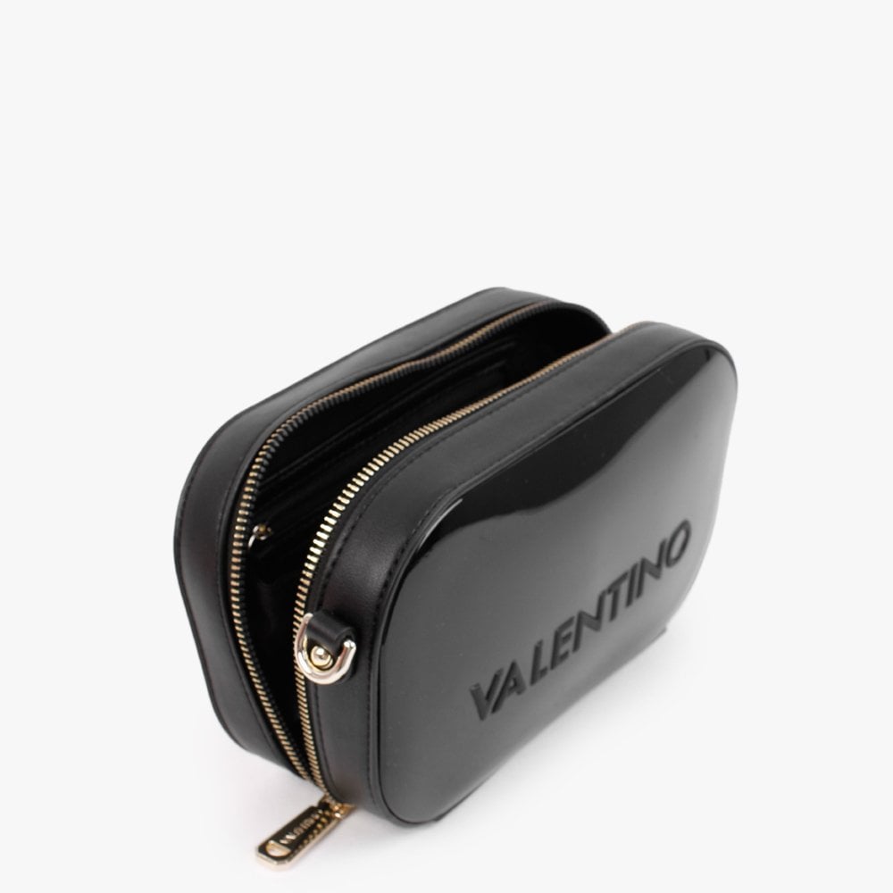 Sabel Haversack Black Patent Cross-Body Bag