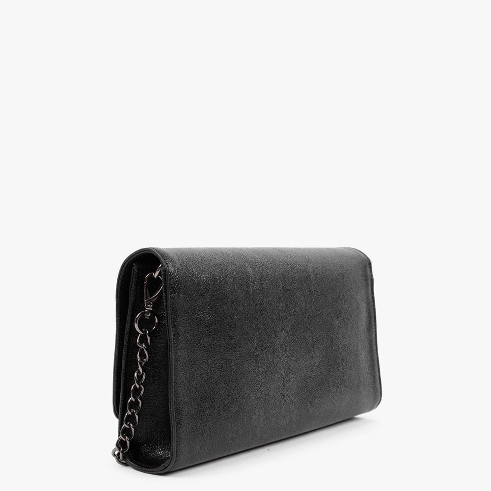 Large Divina Black Metallic Pochette Bag