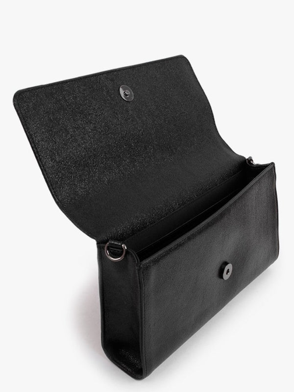 Large Divina Black Metallic Pochette Bag