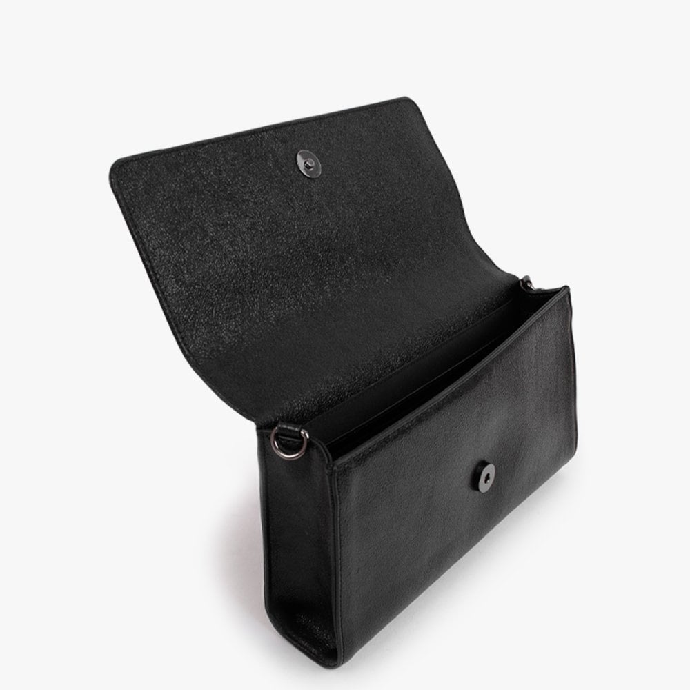 Large Divina Black Metallic Pochette Bag