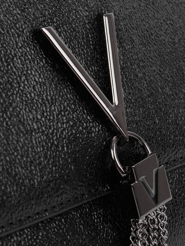 Large Divina Black Metallic Pochette Bag
