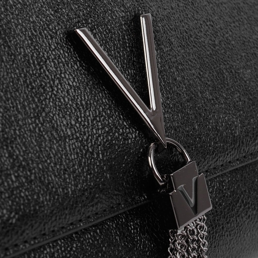 Large Divina Black Metallic Pochette Bag