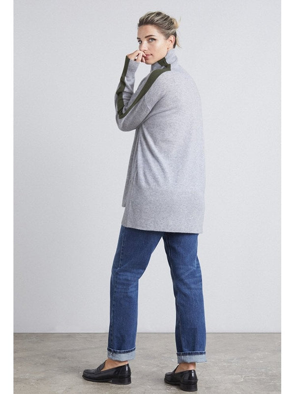 Cashmere Foggy & Khaki Boyfriend Polo Neck Sweater