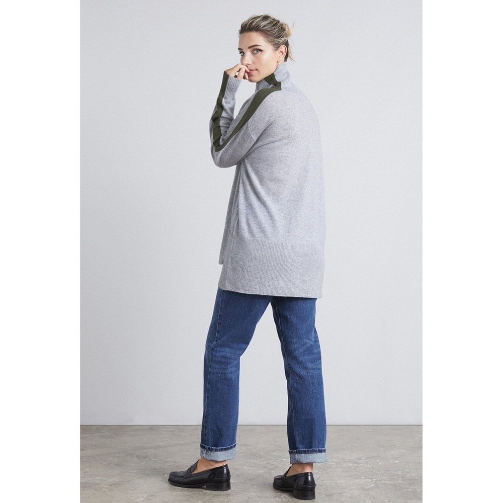 Cashmere Foggy & Khaki Boyfriend Polo Neck Sweater