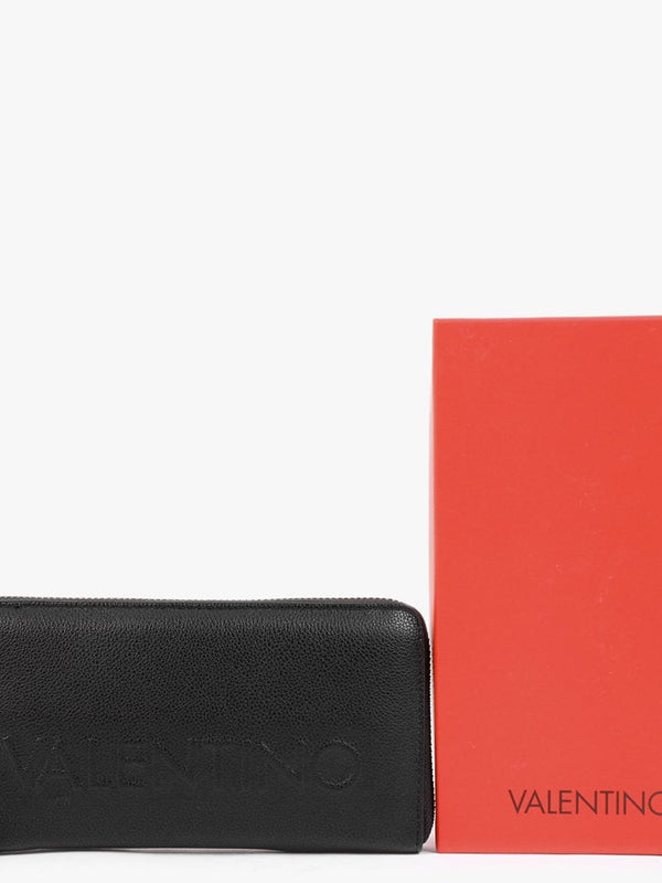Prunus Black Pebbled Zip Around Wallet