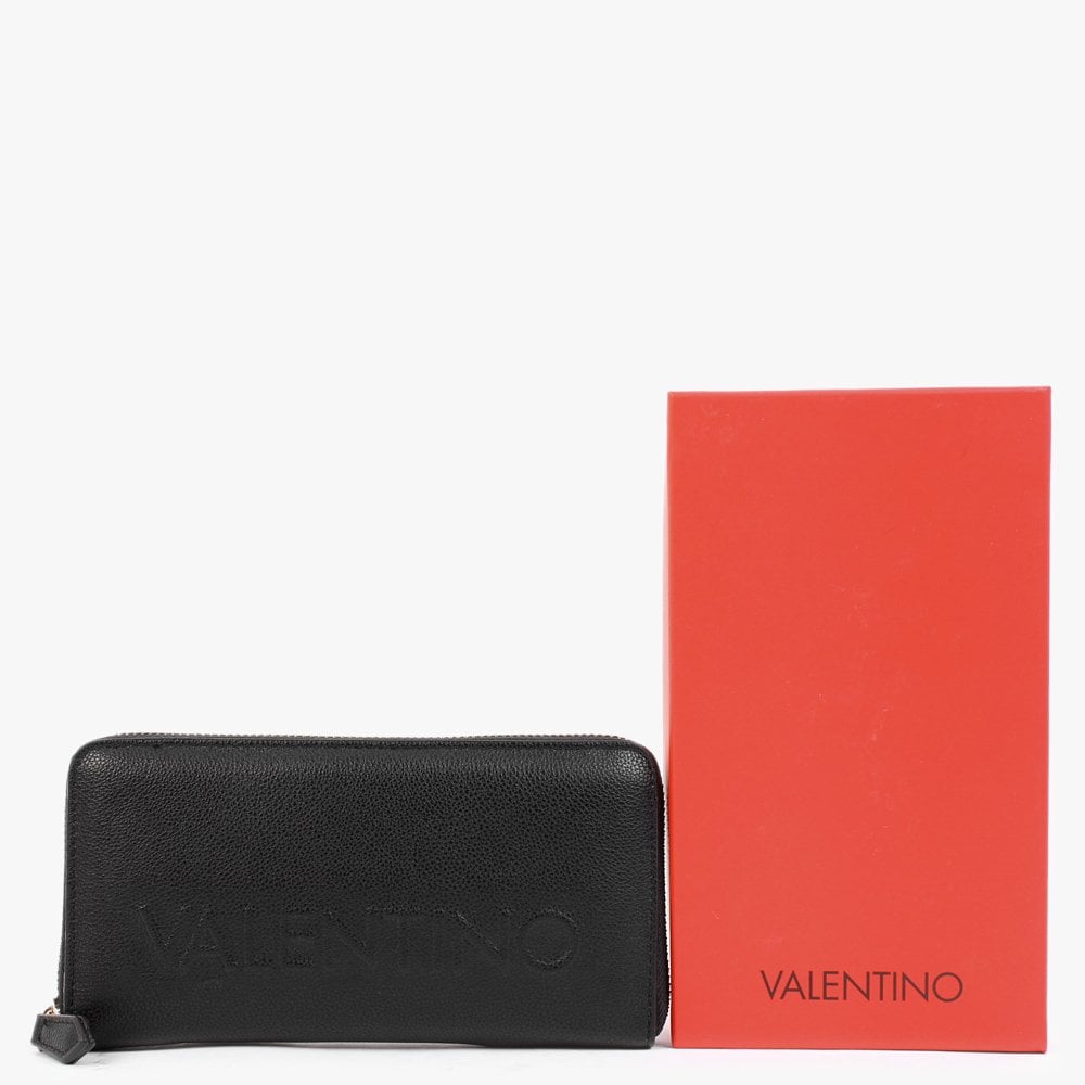 Prunus Black Pebbled Zip Around Wallet