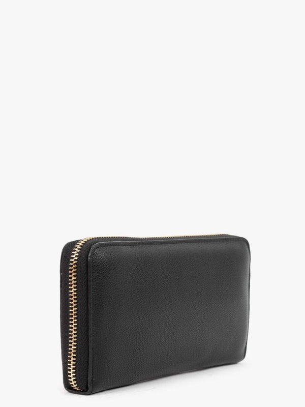 Prunus Black Pebbled Zip Around Wallet