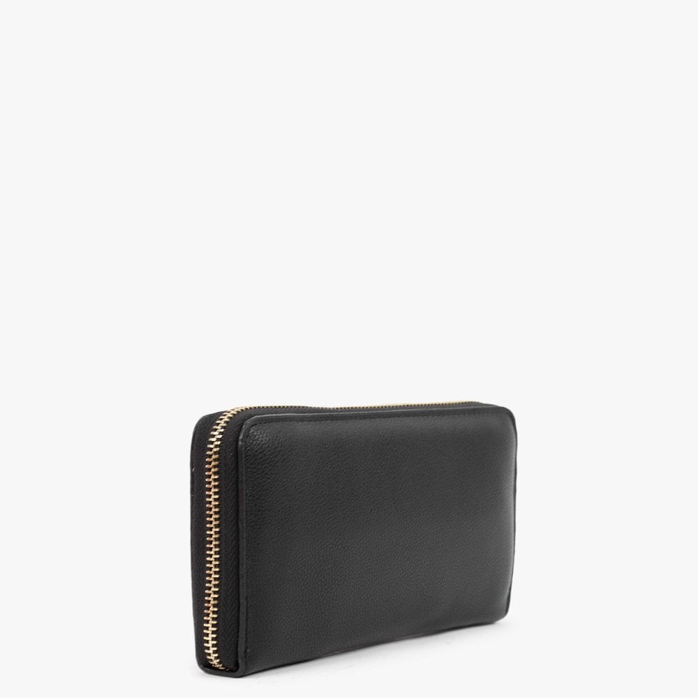 Prunus Black Pebbled Zip Around Wallet