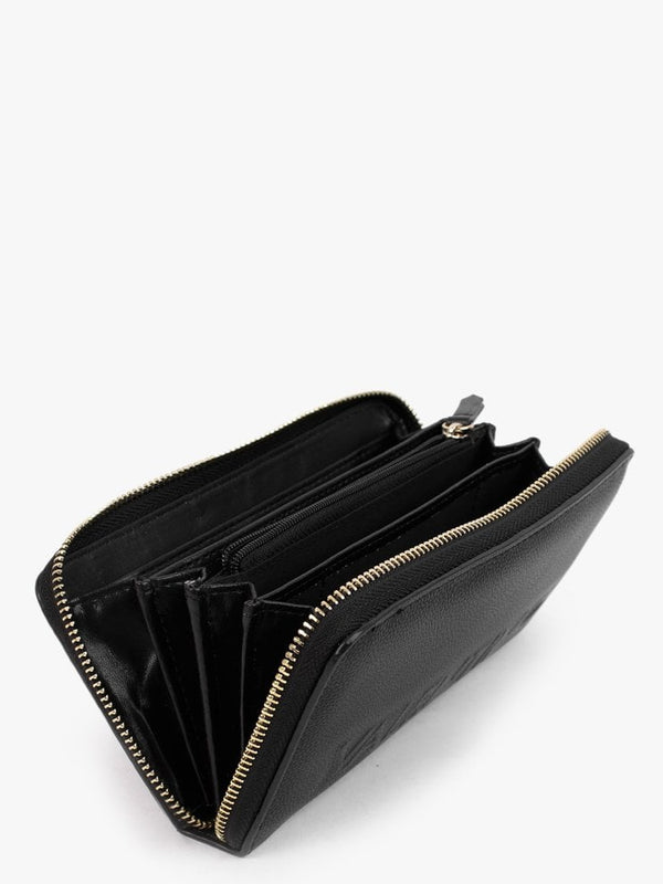 Prunus Black Pebbled Zip Around Wallet