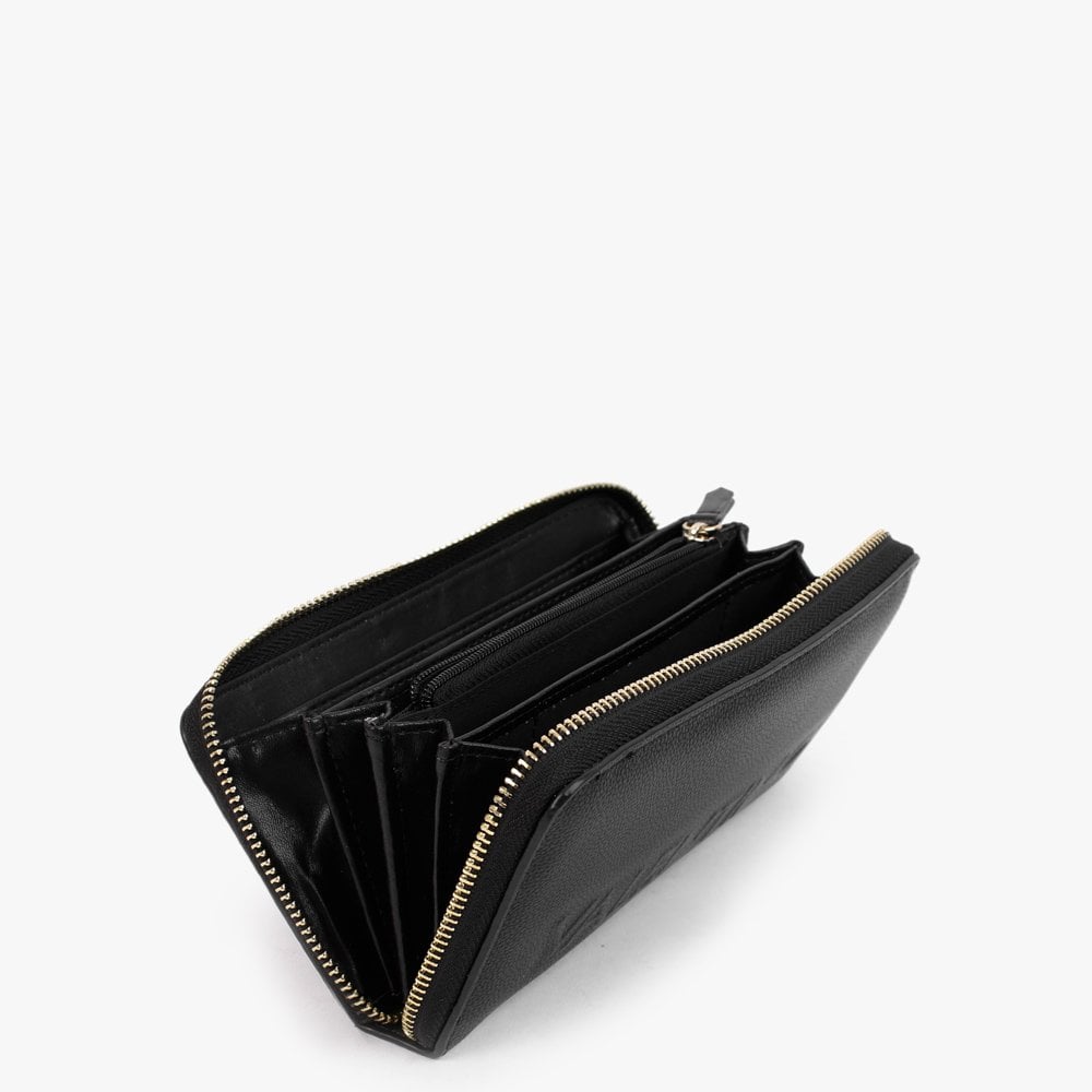 Prunus Black Pebbled Zip Around Wallet