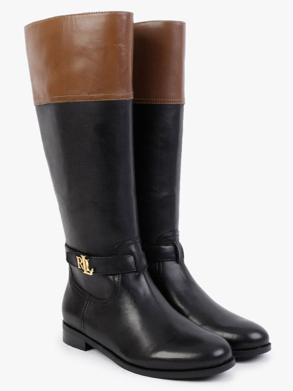 Baylee Black Leather Riding Boots
