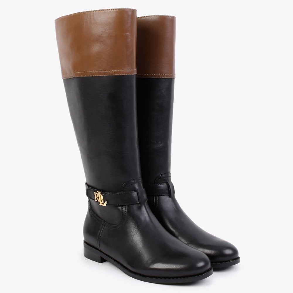 Baylee Black Leather Riding Boots