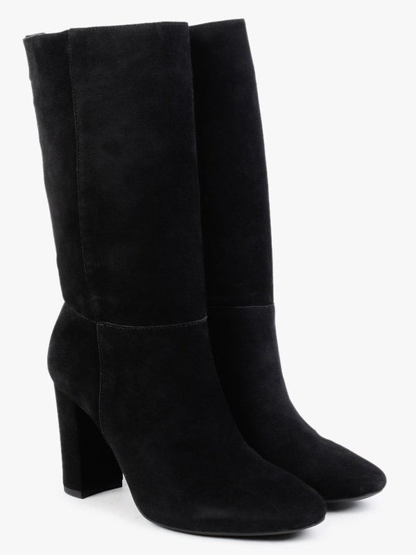 Artizan Black Suede Heeled Calf Boots