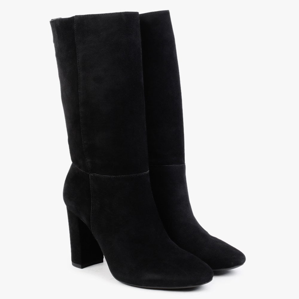 Artizan Black Suede Heeled Calf Boots