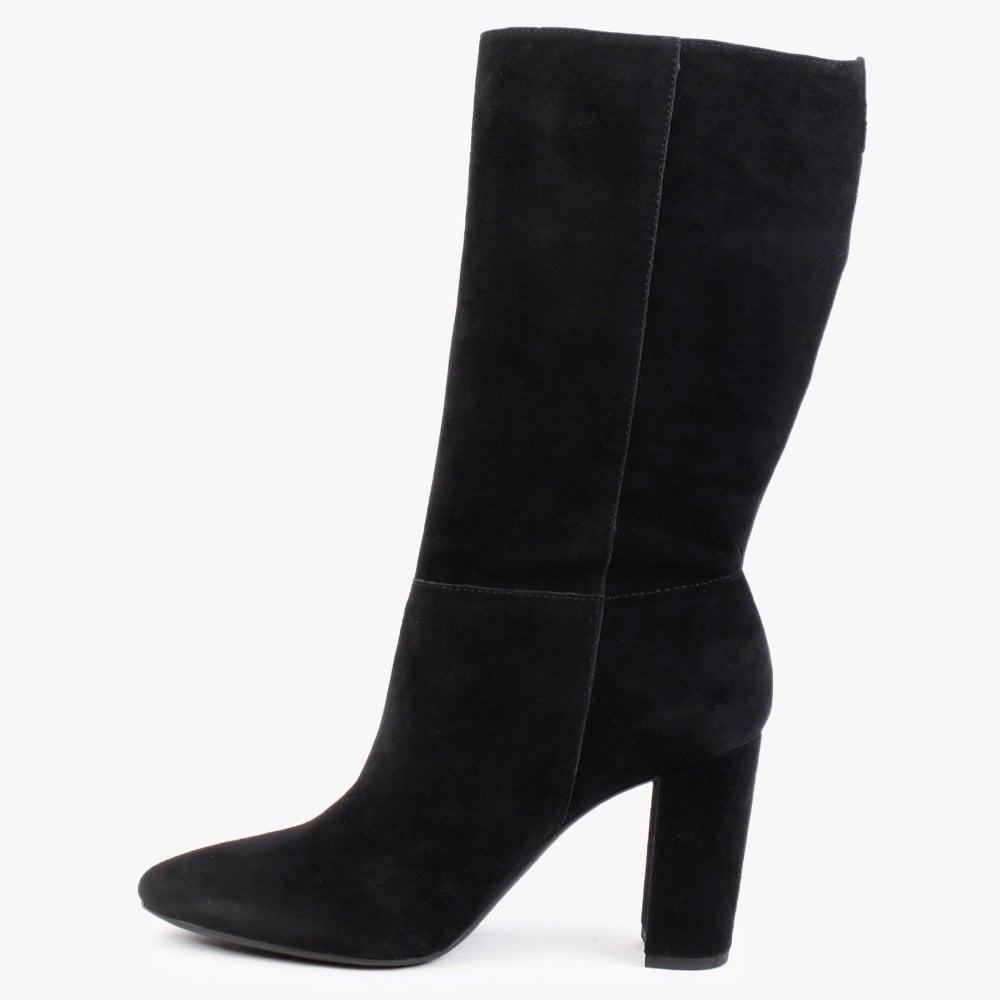 Artizan Black Suede Heeled Calf Boots