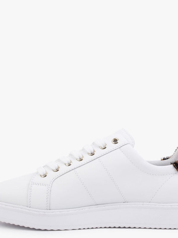 Angeline II White Leather Leopard Trainers