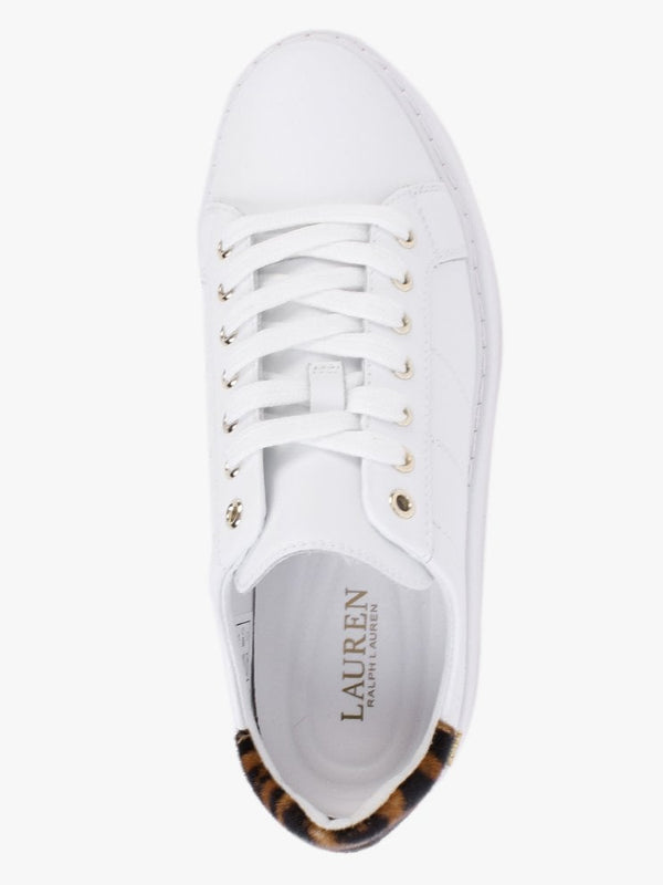 Angeline II White Leather Leopard Trainers