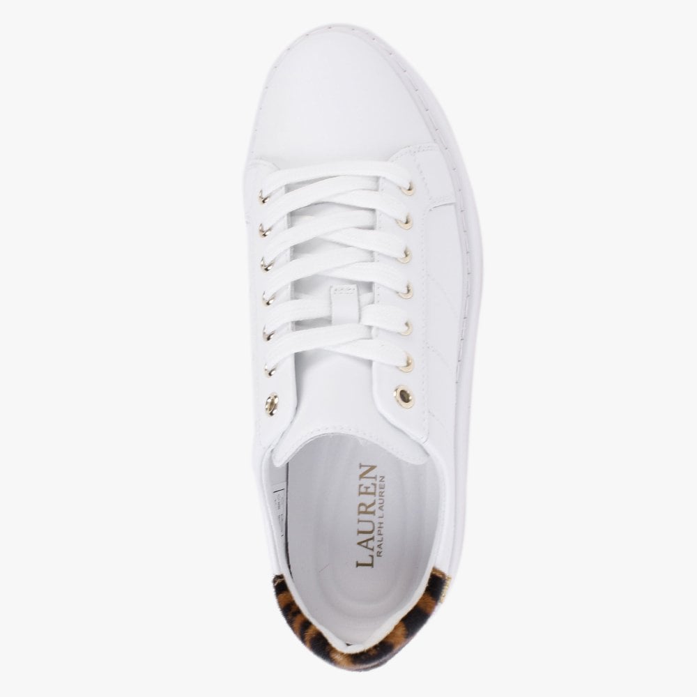 Angeline II White Leather Leopard Trainers