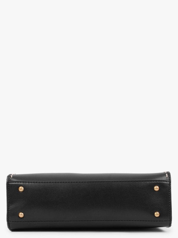 Stephi Smooth Black Top Handle Bag