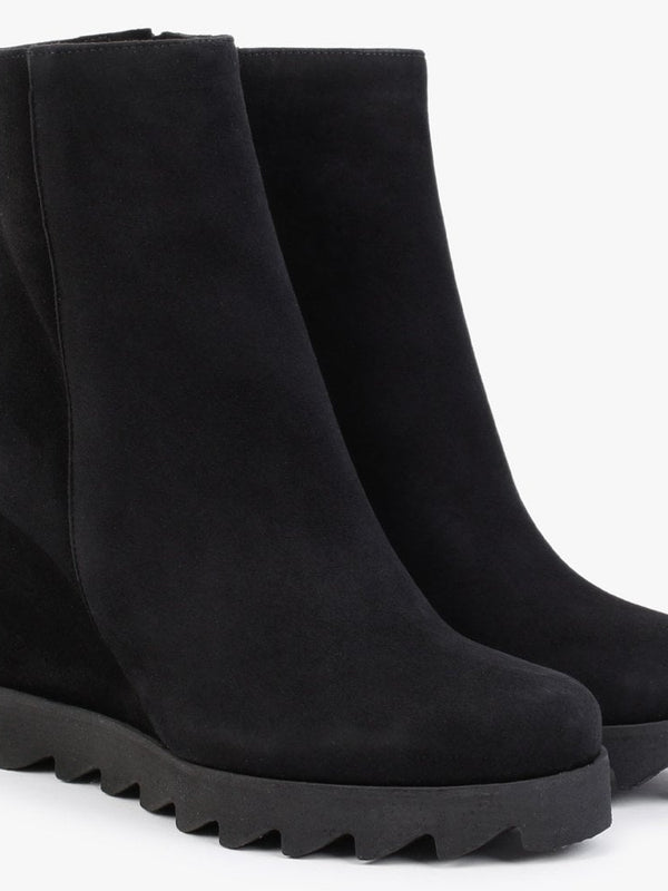 Awedge Black Suede Wedge Ankle Boots