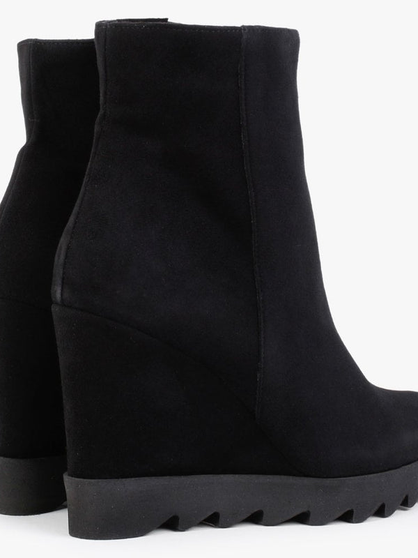Awedge Black Suede Wedge Ankle Boots