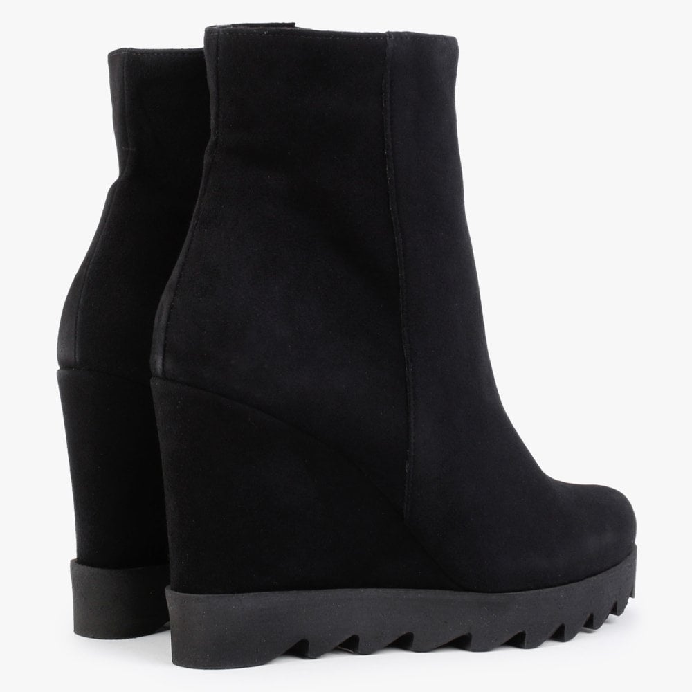 Awedge Black Suede Wedge Ankle Boots