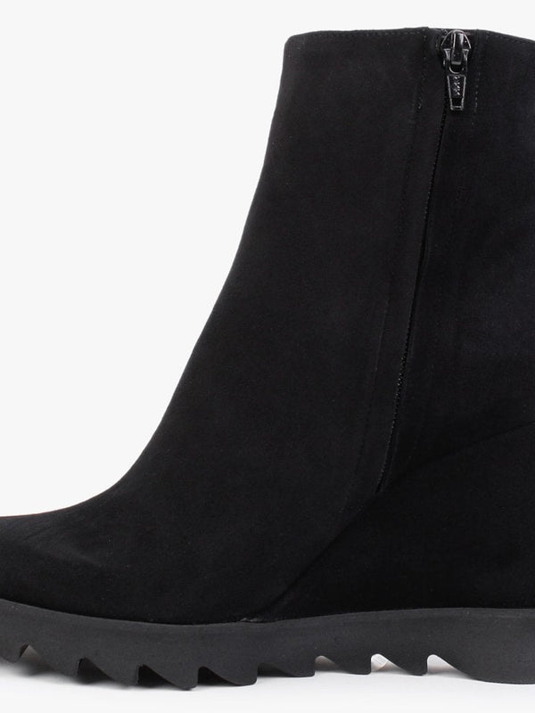 Awedge Black Suede Wedge Ankle Boots
