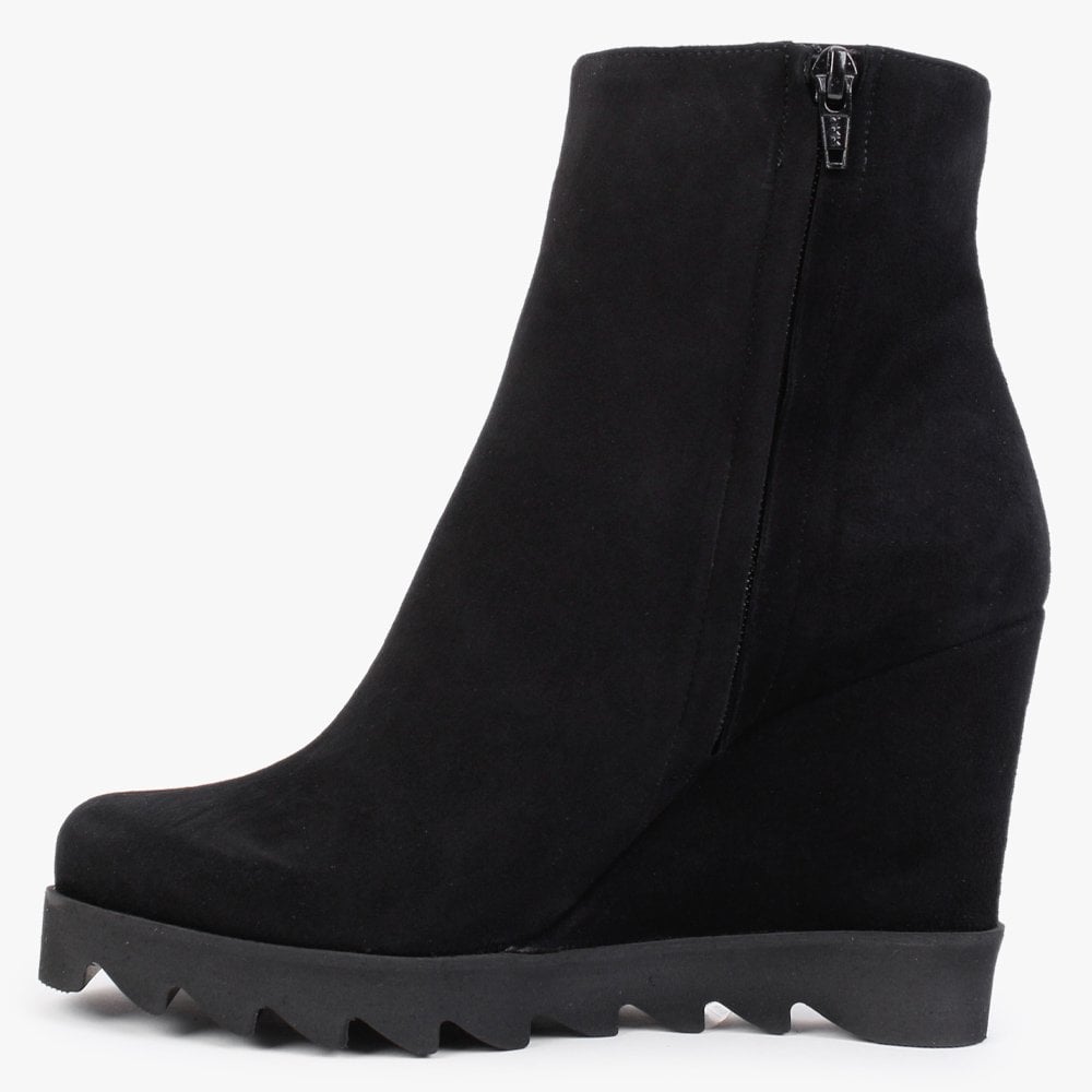 Awedge Black Suede Wedge Ankle Boots