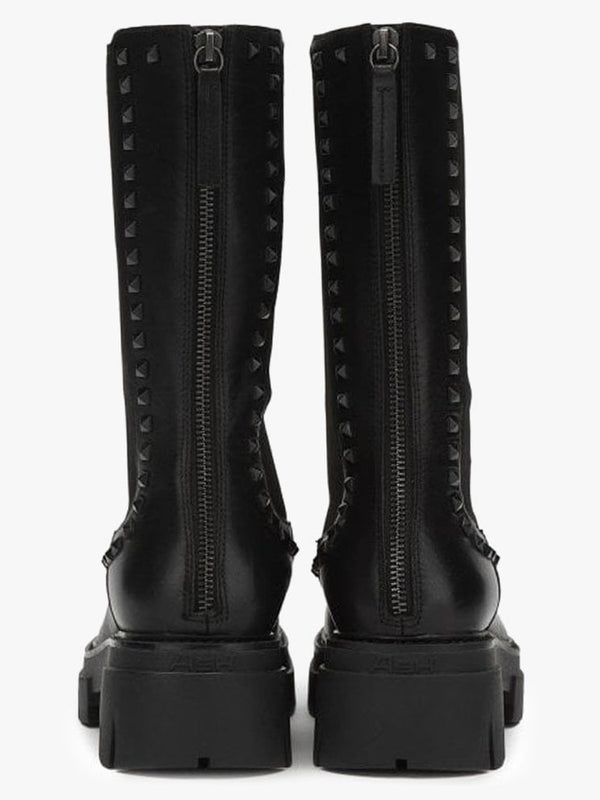 Lennox Black Leather Studded Calf Boots