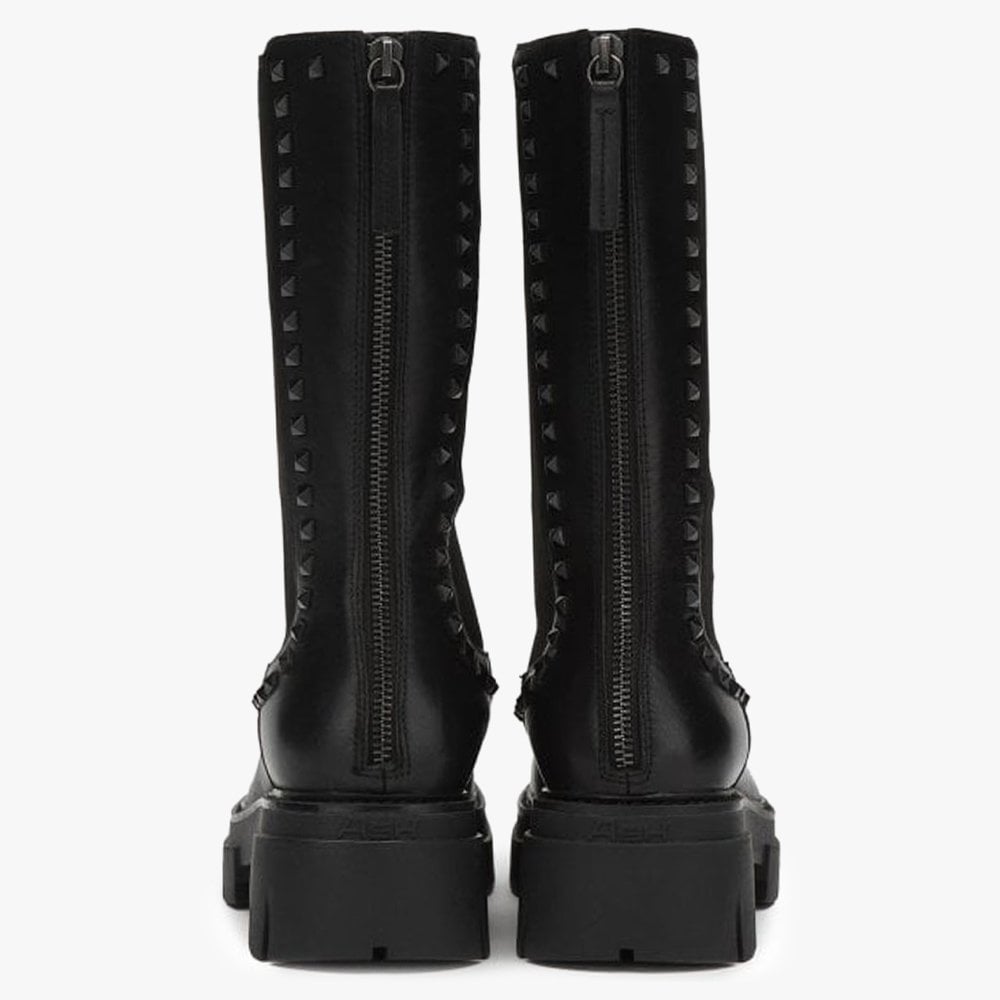 Lennox Black Leather Studded Calf Boots