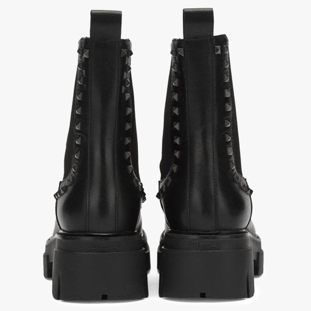 Lenny Studs Black Leather Chunky Chelsea Boots