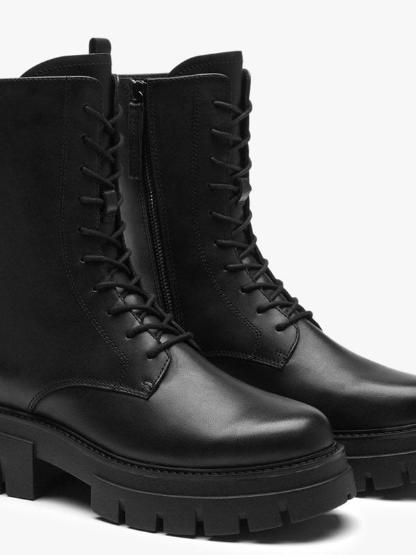 Liam Black Leather Biker Boots