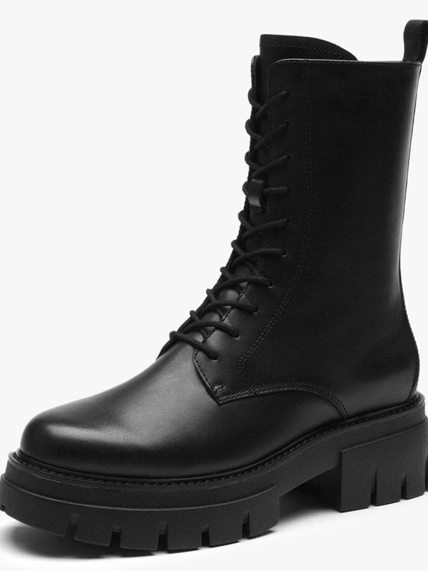 Liam Black Leather Biker Boots