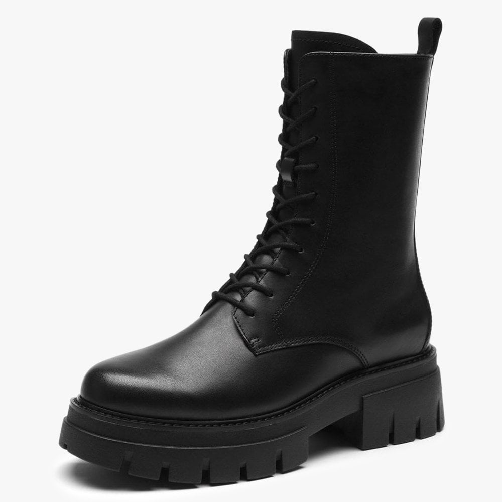 Liam Black Leather Biker Boots