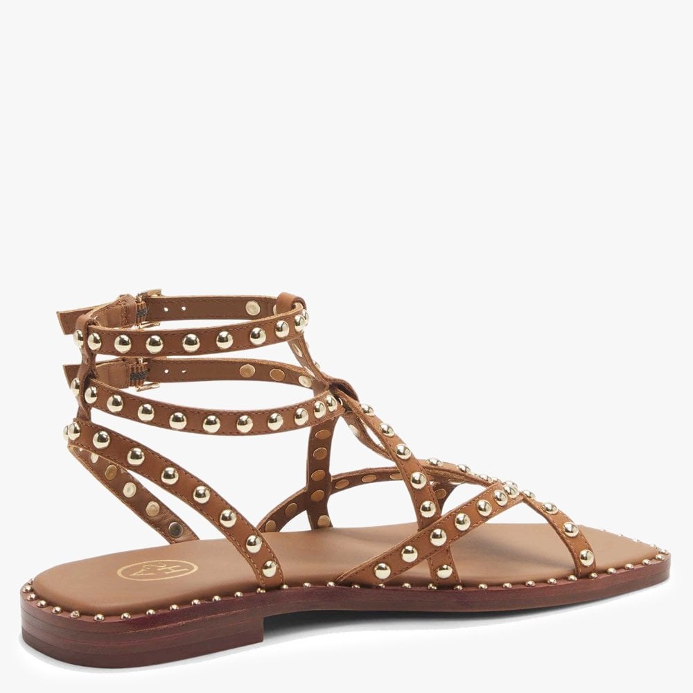 Mamba Tan Leather Studded Gladiator Sandals