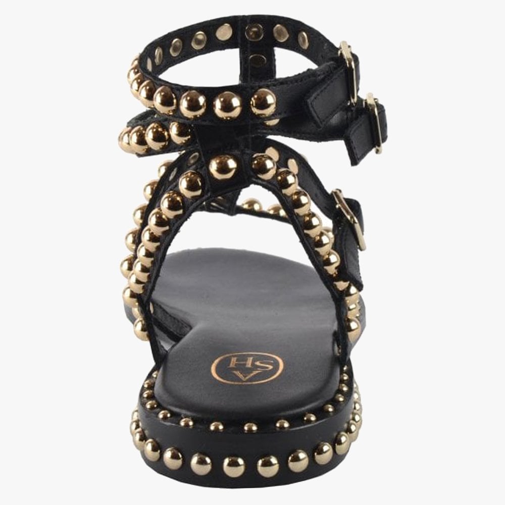 Play Black Leather Studded Gladiator Sandals