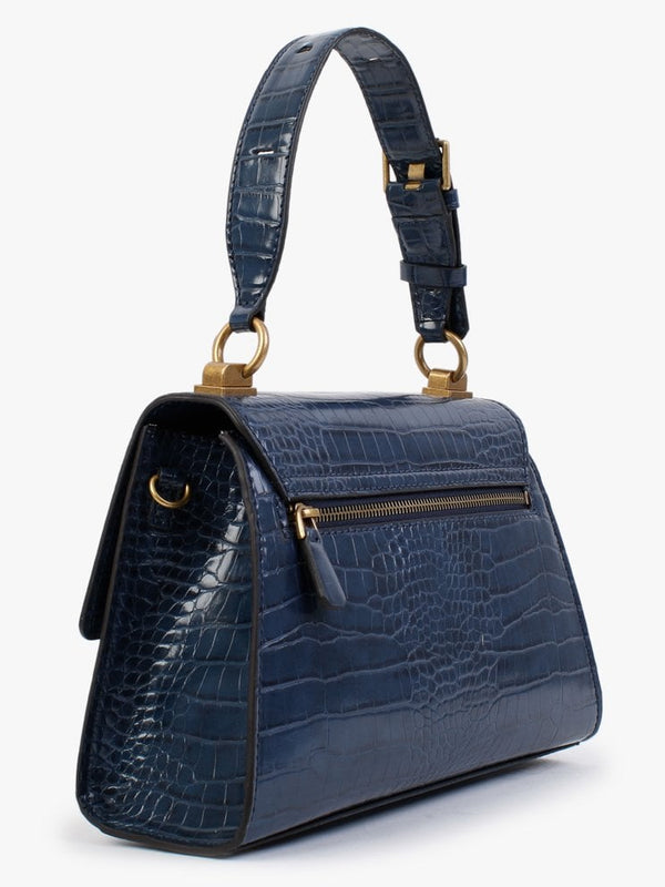 Stephi Moc Croc Azure Blue Top Handle Bag