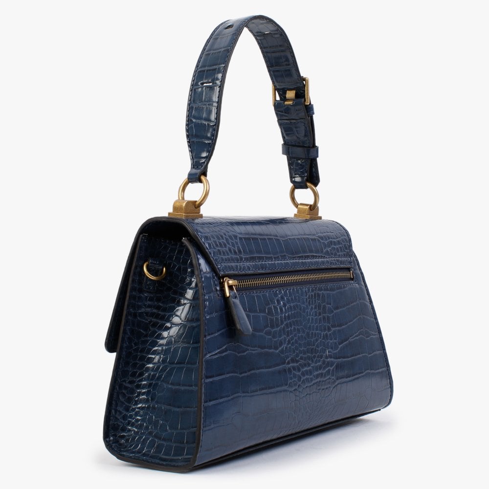 Stephi Moc Croc Azure Blue Top Handle Bag