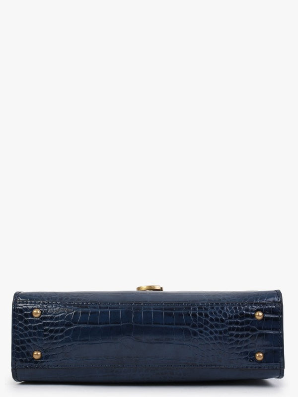 Stephi Moc Croc Azure Blue Top Handle Bag