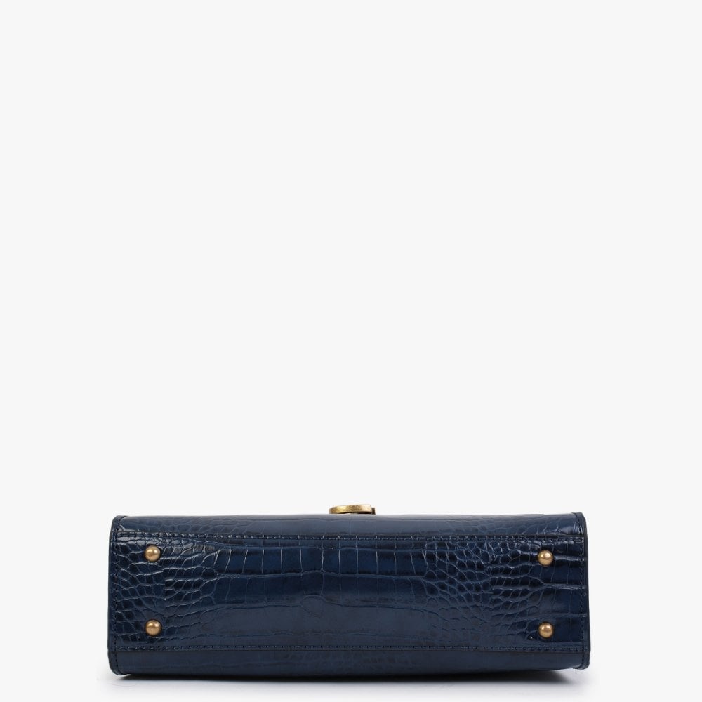 Stephi Moc Croc Azure Blue Top Handle Bag