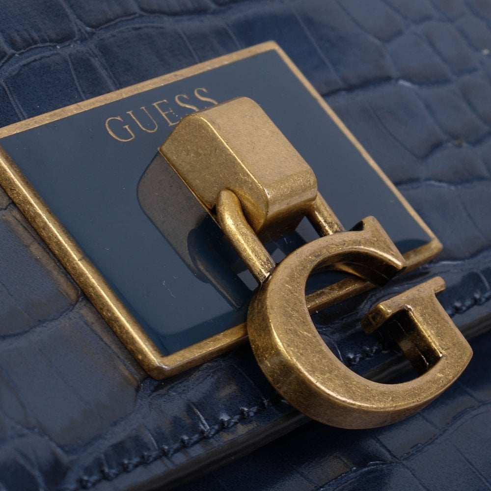 Stephi Moc Croc Azure Blue Top Handle Bag
