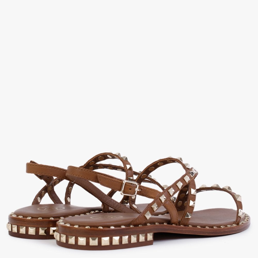 Peace Tan Leather Studded Sandals