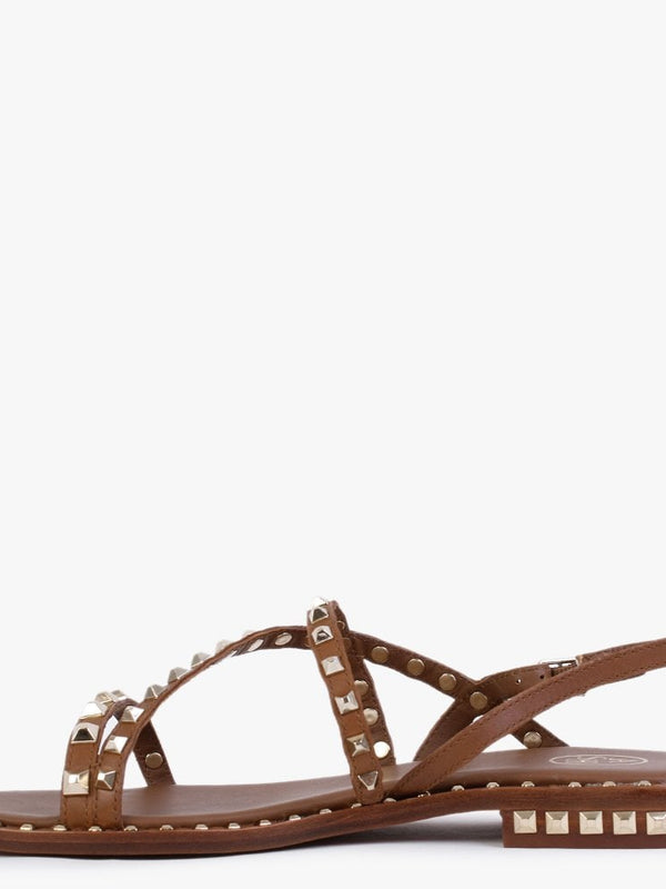 Peace Tan Leather Studded Sandals
