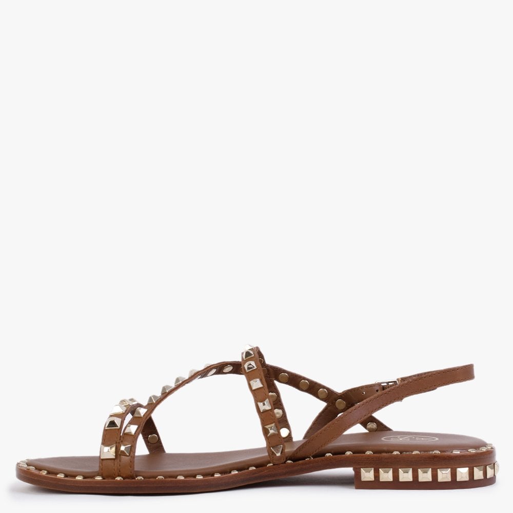 Peace Tan Leather Studded Sandals