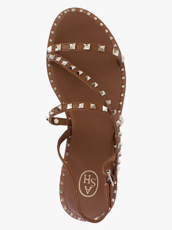 Peace Tan Leather Studded Sandals