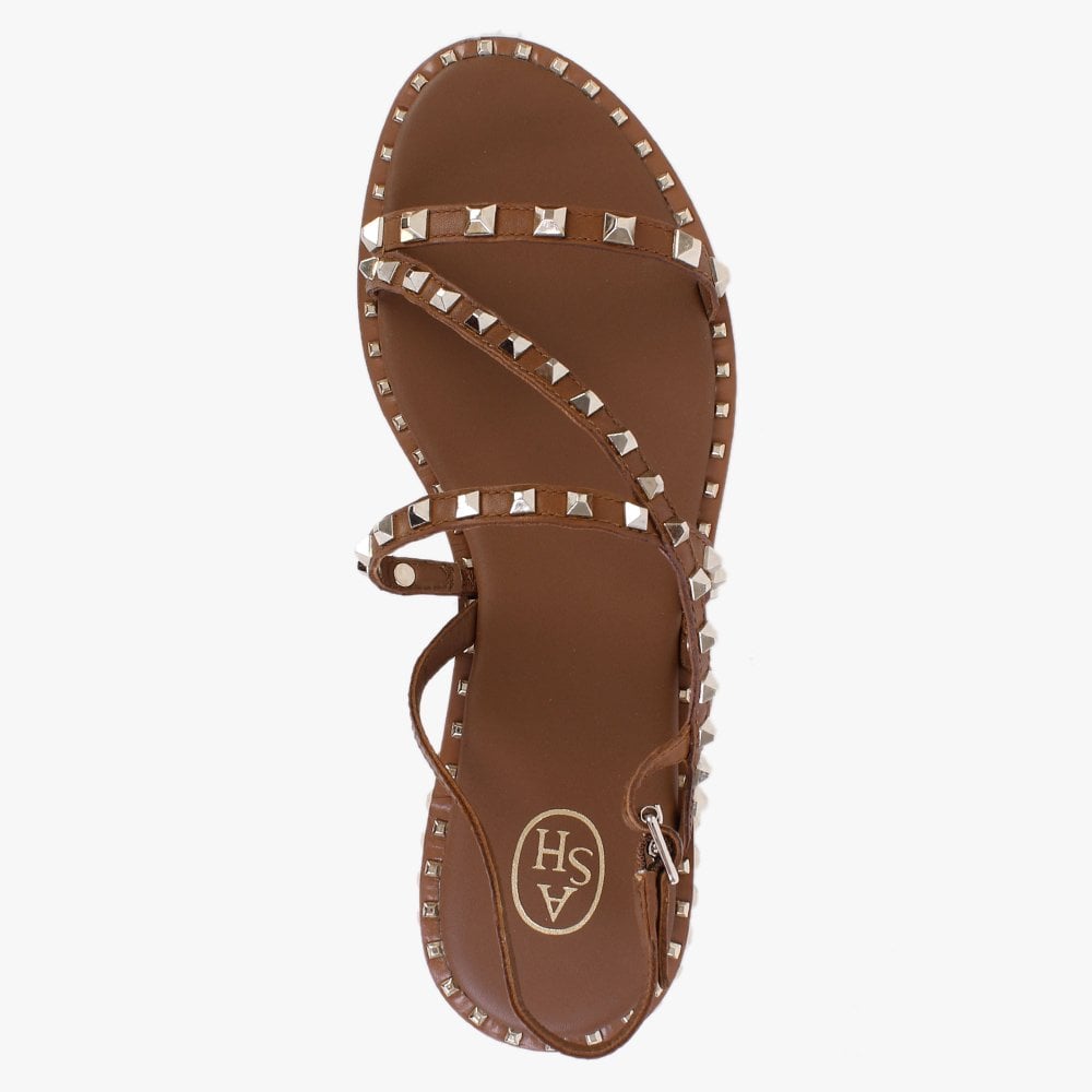 Peace Tan Leather Studded Sandals