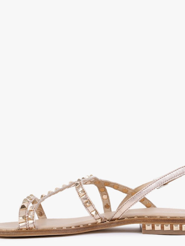 Peace Gold Metallic Leather Studded Sandals