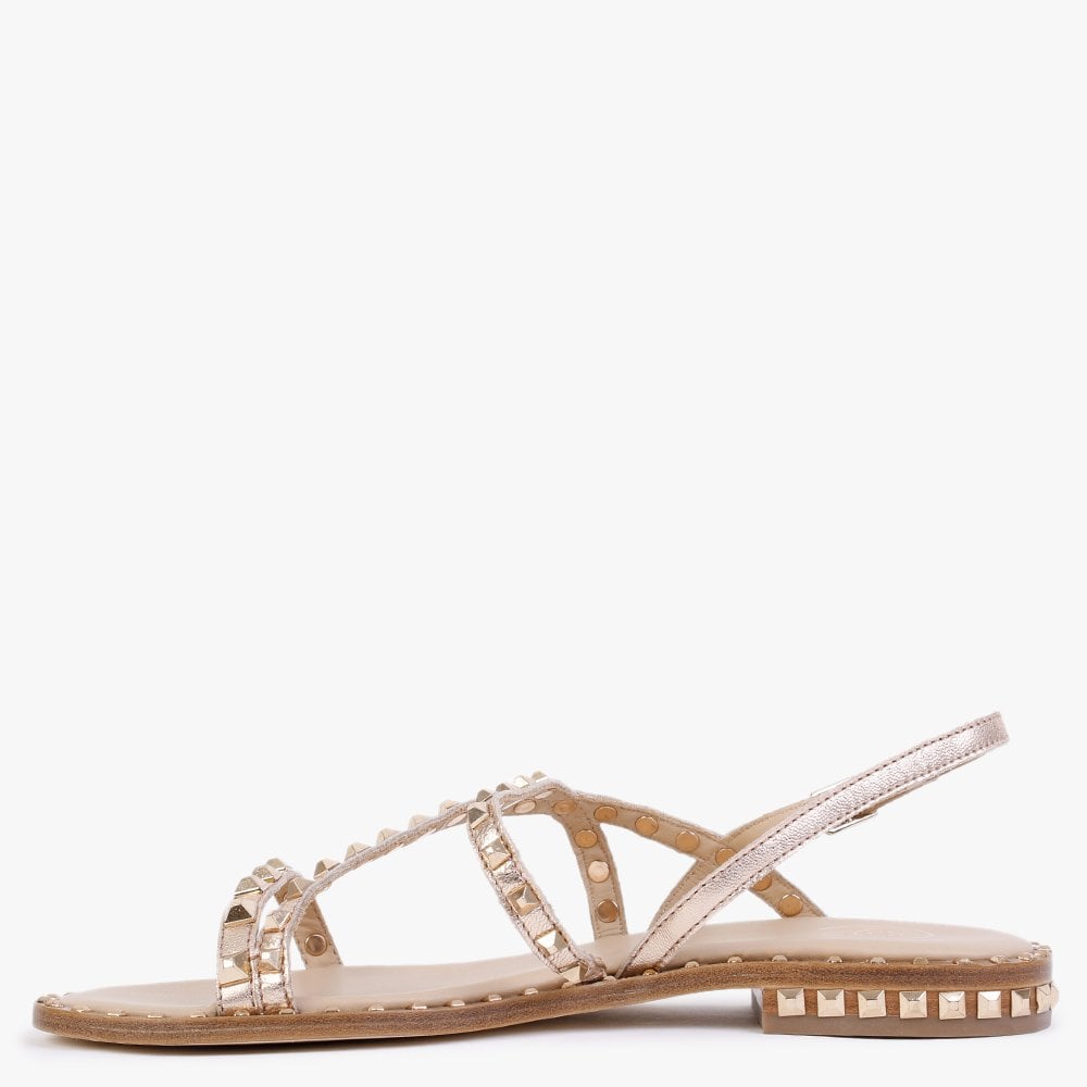 Peace Gold Metallic Leather Studded Sandals