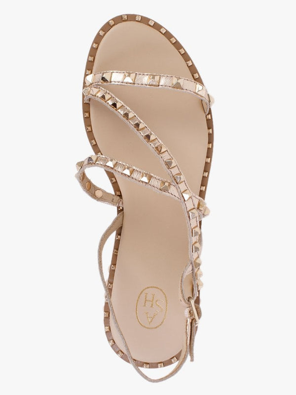 Peace Gold Metallic Leather Studded Sandals