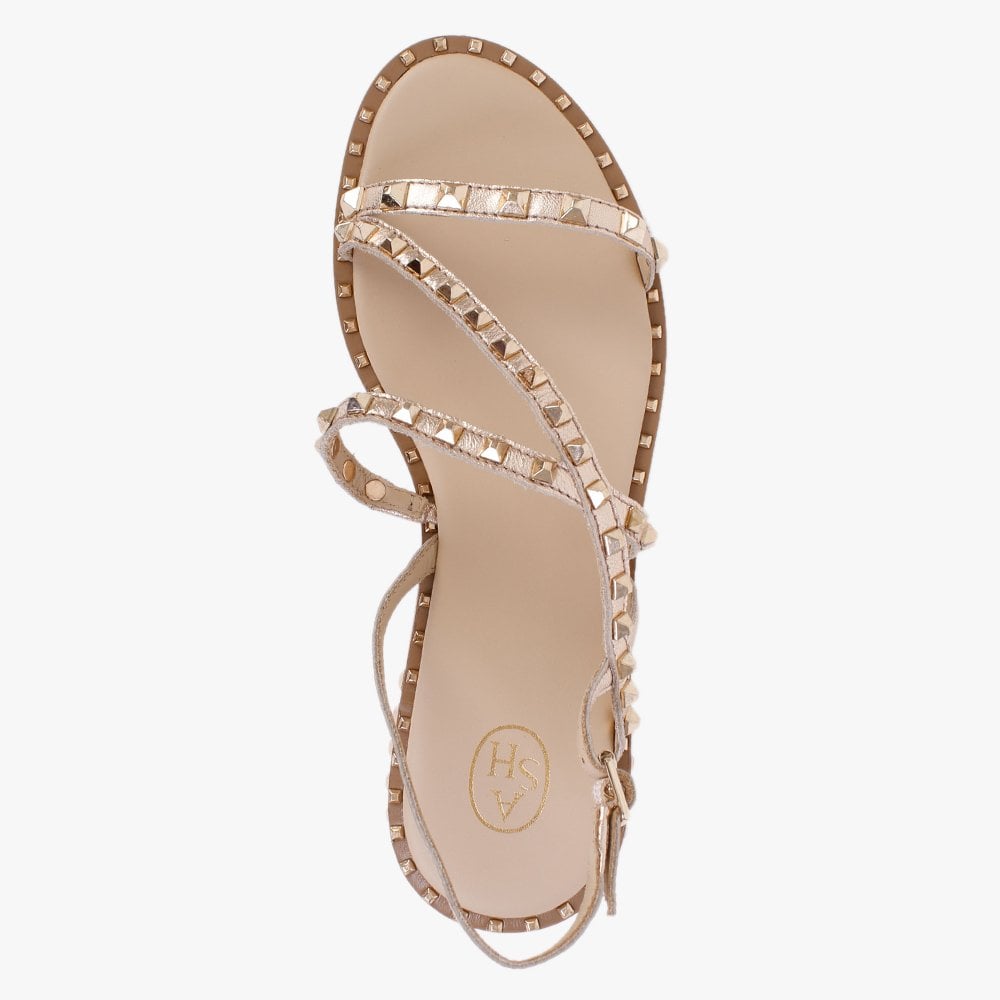 Peace Gold Metallic Leather Studded Sandals